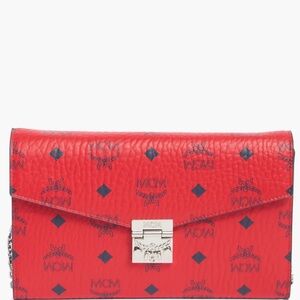 MCM Scarlet Red Logo Clutch